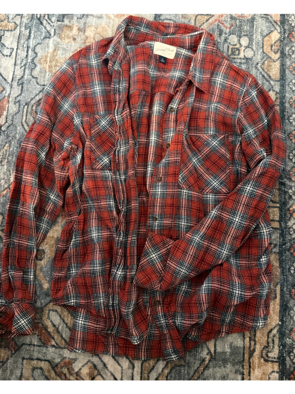 Universal Thread Red Plaid Button-Down Shirt